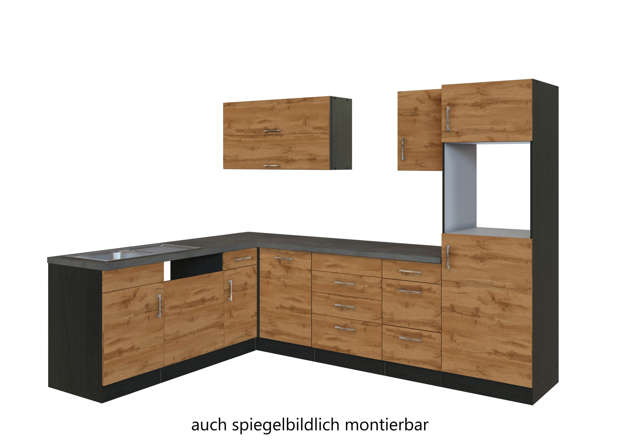 ECKKÜCHE 210/270 cm in Eichefarben - Eichefarben/Anthrazit, MODERN, Metall (210/270cm) - Held