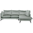 ECKSOFA Hellgrau Samt  - Hellgrau/Schwarz, Design, Textil/Metall (241/200cm) - Carryhome