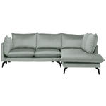 ECKSOFA in Samt Hellgrau  - Hellgrau/Schwarz, Design, Textil/Metall (241/200cm) - Carryhome