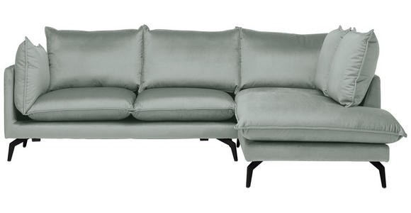 ECKSOFA in Samt Hellgrau 241/200 cm - Hellgrau/Schwarz, Design, Textil/Metall (241/200cm) - Carryhome