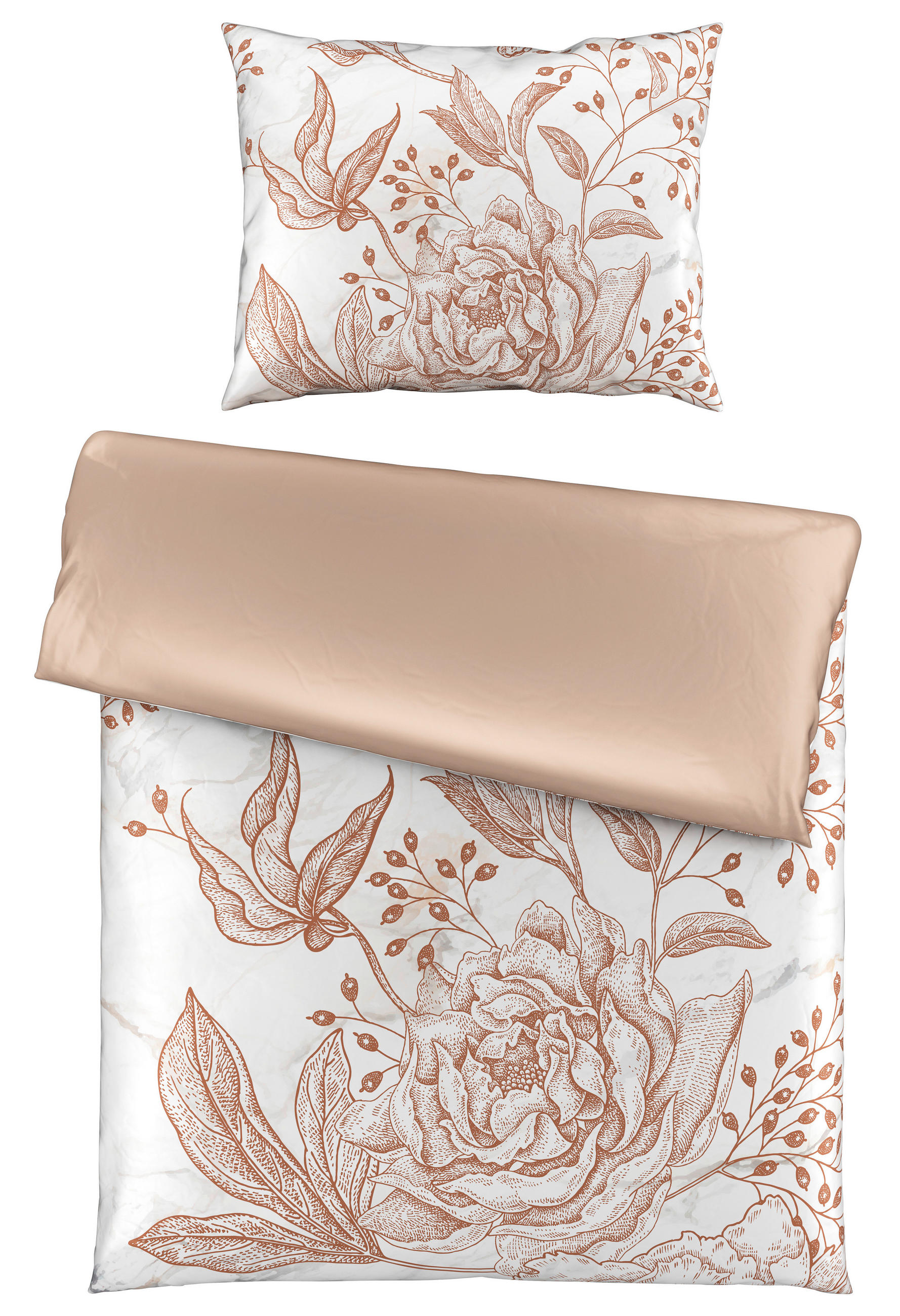 WENDEBETTWÄSCHE Satin 140/200 cm  - Beige, KONVENTIONELL, Textil (140/200cm) - Esposa