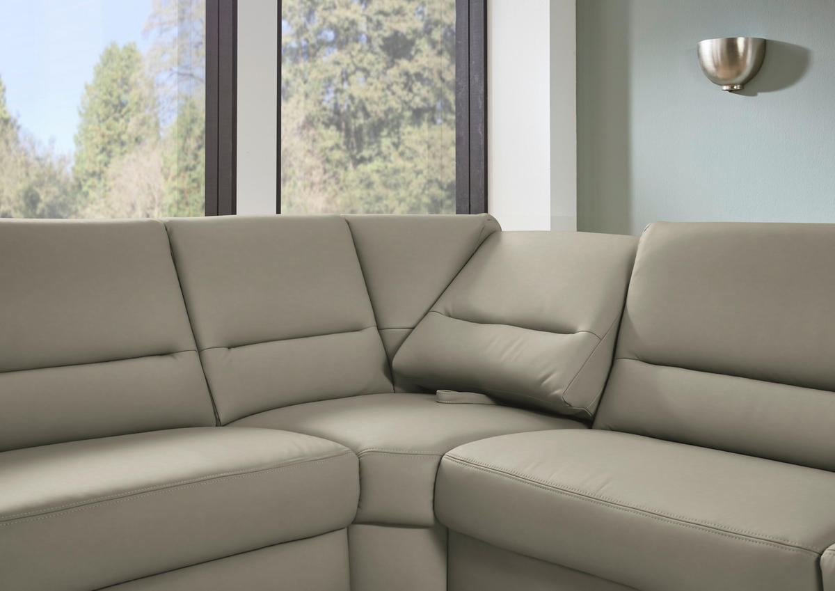 ECKSOFA  in Echtleder Grau  249/290 cm  - Schwarz/Grau, KONVENTIONELL, Leder/Metall (249/290cm) - Beldomo Premium