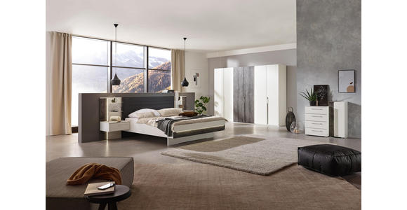 BETTANLAGE in Grau, Weiß - Weiß/Grau, Design, Holzwerkstoff/Textil (180/200cm) - Dieter Knoll