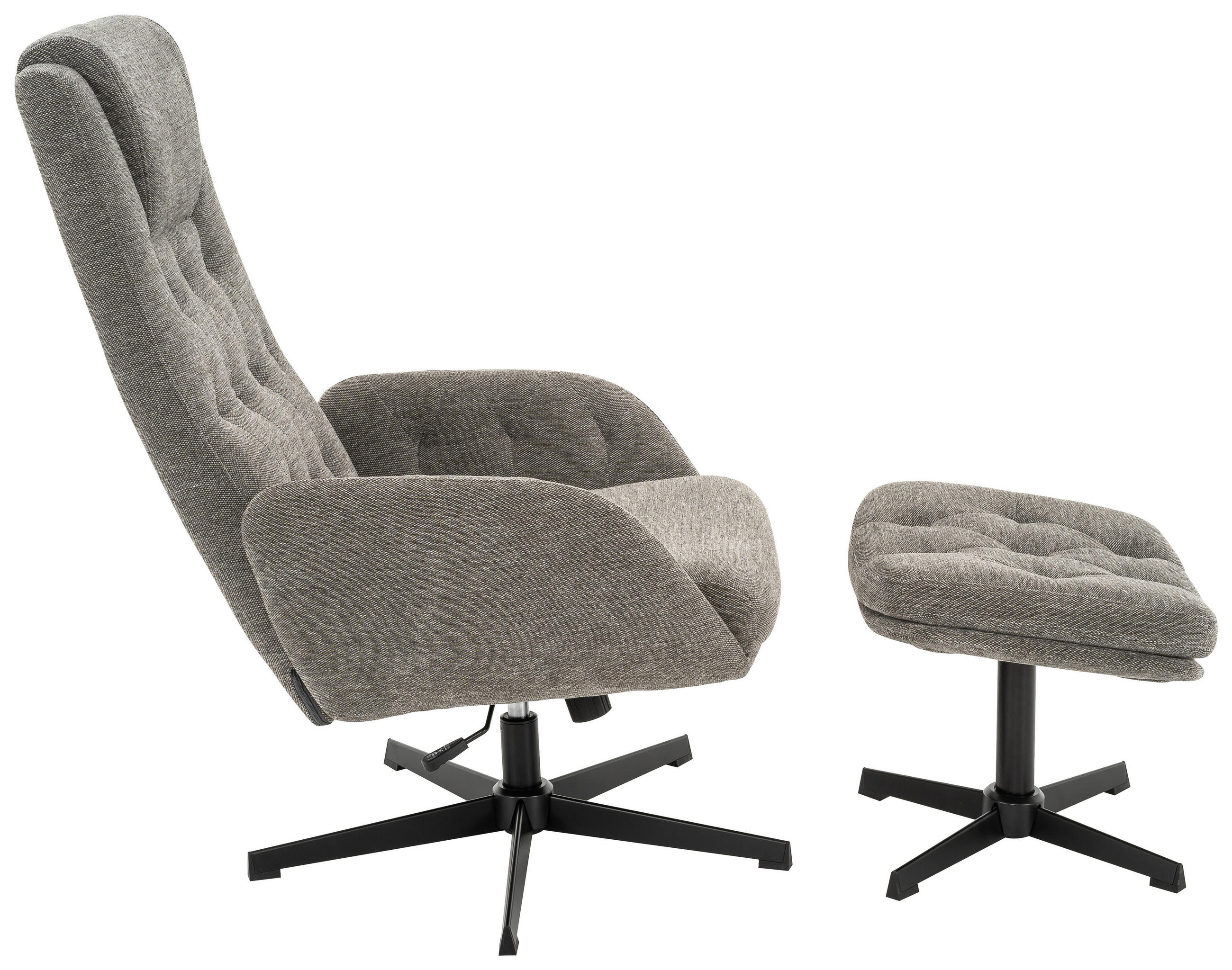 SESSELSET Webstoff Hocker - Schwarz/Grau, MODERN, Textil/Metall (70/107/87cm) - MID.YOU