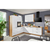 ECKKÜCHE 245/275 cm  in Eichefarben, Weiß Hochglanz  - Weiß Hochglanz/Eichefarben, Design, Holzwerkstoff/Metall (245/275cm) - Express
