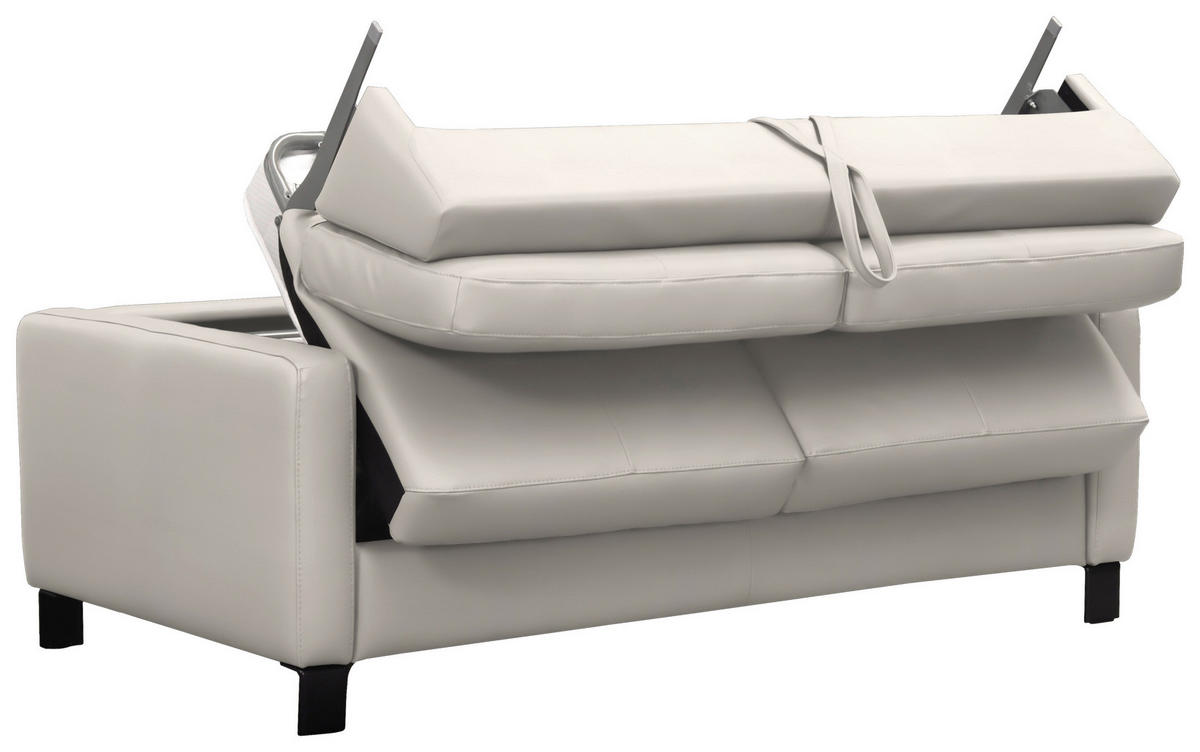 SCHLAFSOFA in Textil, Leder Ecru  - Ecru/Schwarz, Konventionell, Leder/Textil (190/87/100cm) - Celina Home