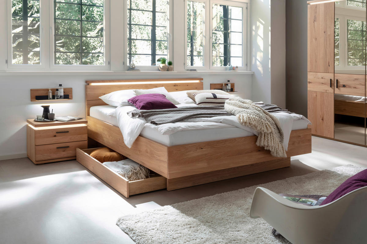 BETTANLAGE 180/200 cm  Eiche Bianco   - Eiche Bianco, Natur, Holz/Holzwerkstoff (180/200cm) - Linea Natura