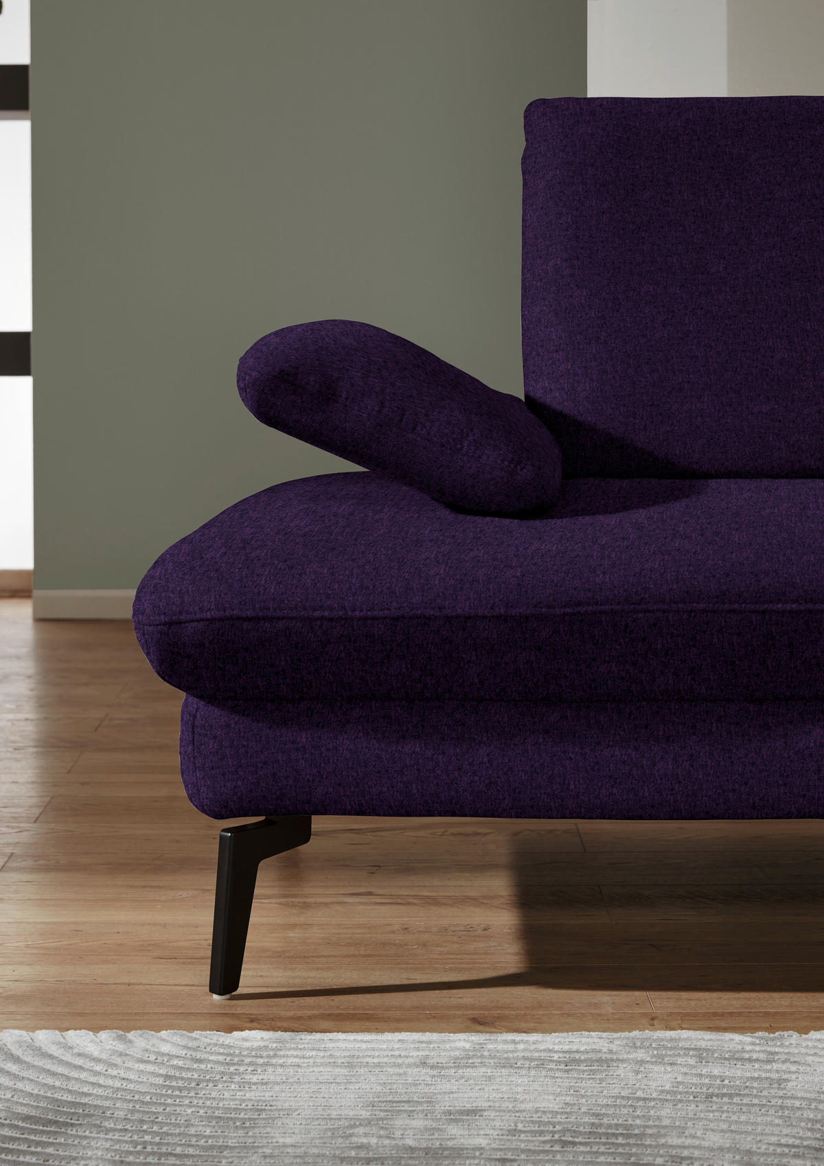 ECKSOFA in Chenille, Mikrofaser Aubergine, Violett  - Violett/Aubergine, Design, Textil/Metall (299/157cm) - Dieter Knoll