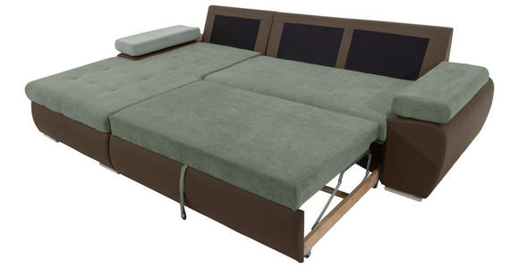 ECKSOFA in Flachgewebe Braun, Olivgrün 175/271 cm - Braun/Olivgrün, Design, Kunststoff/Textil (175/271cm) - Xora