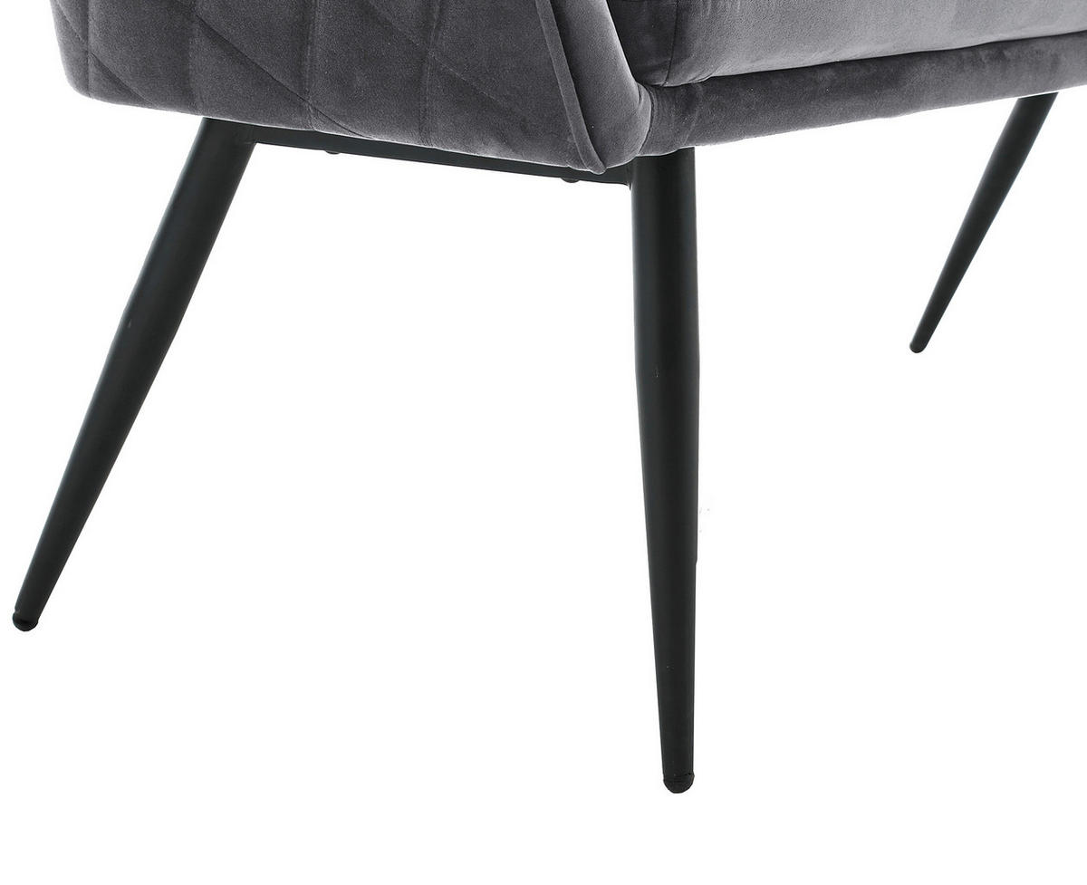 SITZBANK 160/85/61 cm Samt Grau Metall  - Schwarz/Grau, MODERN, Textil/Metall (160/85/61cm) - Livetastic