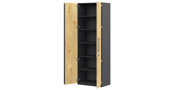 AKTENSCHRANK Anthrazit, Hickory  - Anthrazit/Hickory, KONVENTIONELL, Holzwerkstoff (80/220,5/41,9cm) - Moderano