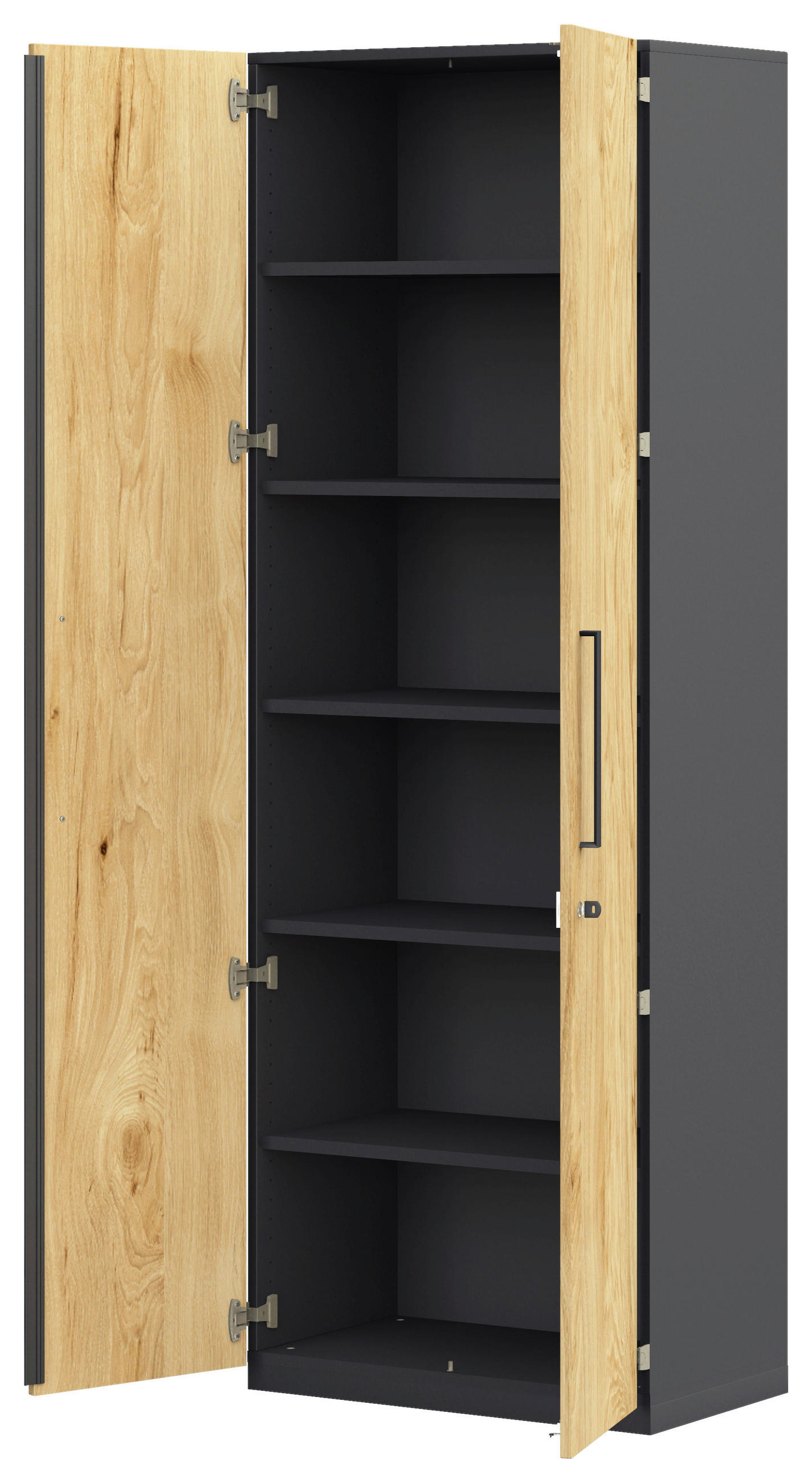 AKTENSCHRANK Anthrazit, Hickory  - Anthrazit/Hickory, KONVENTIONELL, Holzwerkstoff (80/220,5/41,9cm) - Moderano