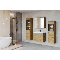 BADEZIMMER 5-teilig  in 120 cm  - Silberfarben/Eiche Artisan, LIFESTYLE, Glas/Keramik (120cm) - P & B