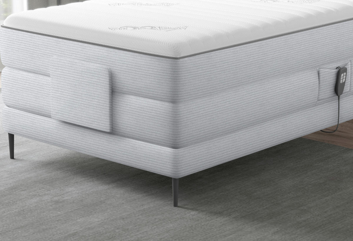 BOXSPRINGBETT 120/200 cm  in Silberfarben  - Silberfarben/Schwarz, Natur, Textil/Metall (120/200cm) - Esposa