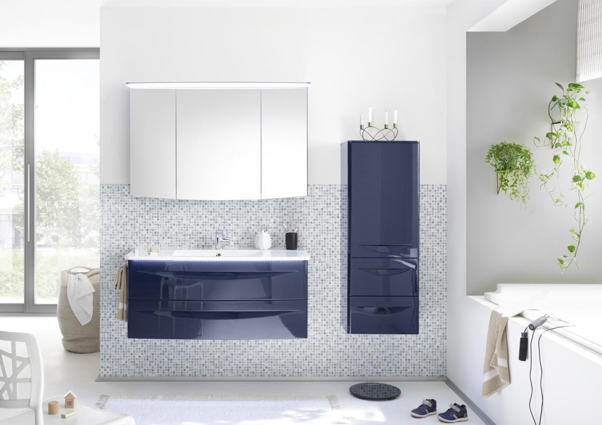 MIDISCHRANK 45/121/33 cm  - Blau, Design, Glas/Holzwerkstoff (45/121/33cm) - Sadena