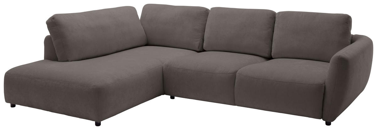 ECKSOFA Chenille Dunkelbraun  - Dunkelbraun/Schwarz, Konventionell, Kunststoff/Textil (224/307cm) - Hom`in