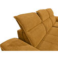 ECKSOFA Currygelb Cord Rücken echt, Kopfteilverstellung, Sitzvorzug  - Currygelb/Schwarz, KONVENTIONELL, Textil/Metall (290/196cm) - Carryhome