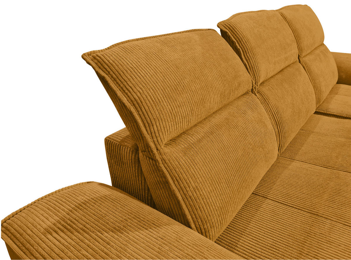 ECKSOFA Currygelb Cord  - Currygelb/Schwarz, KONVENTIONELL, Textil/Metall (290/196cm) - Carryhome