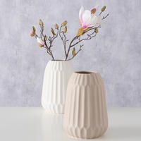 VASE  - Hellbraun/Weiss, Basics, Keramik (21/15cm)