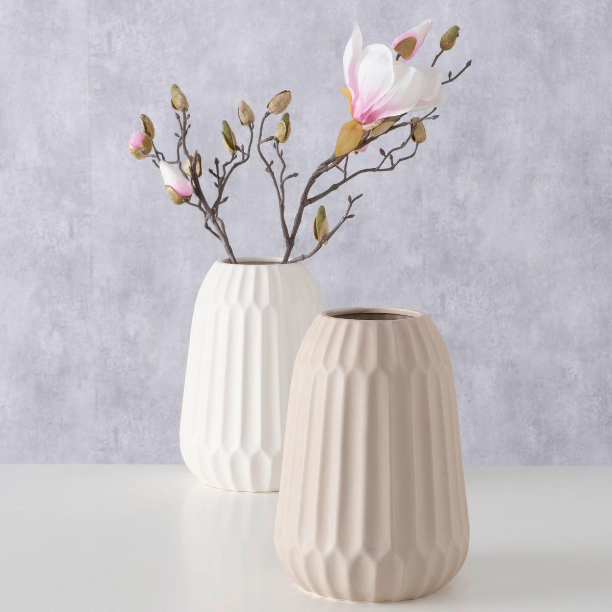 VASE  - Hellbraun/Weiss, Basics, Keramik (21/15cm)