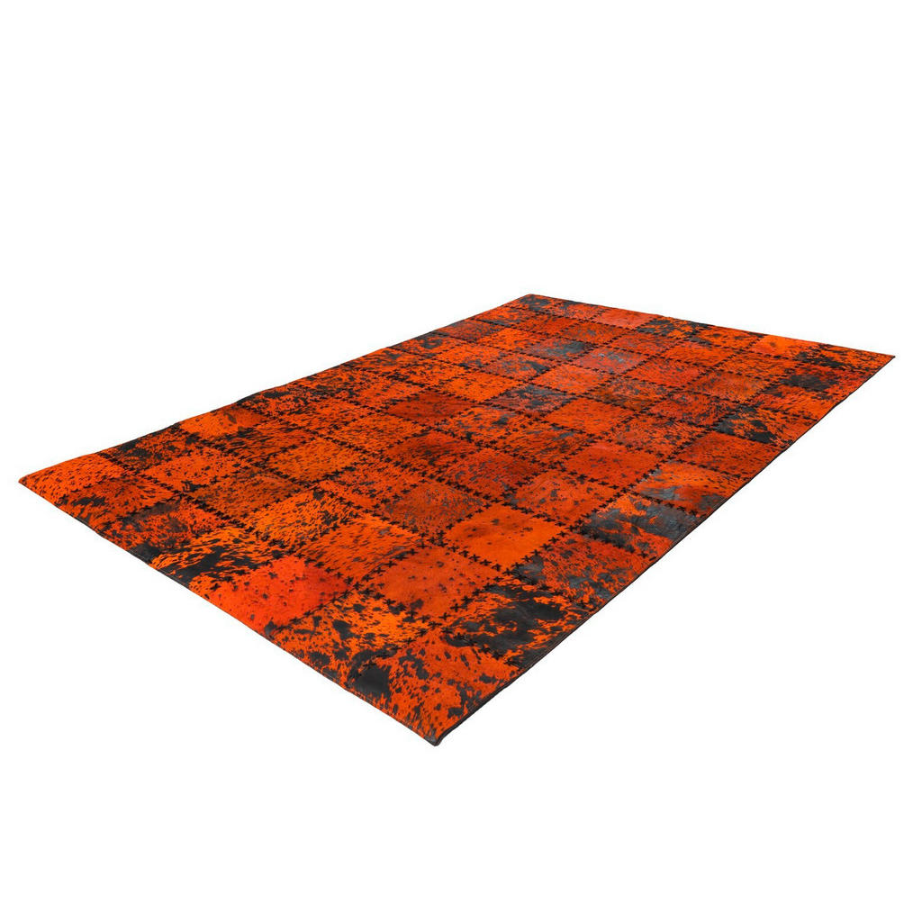 Thumbnail - Novel Flachwebeteppich, Orange, Leder, Echtleder, Rindleder, Animalprint, rechteckig, 200x290 cm, pflegeleicht, Teppiche...