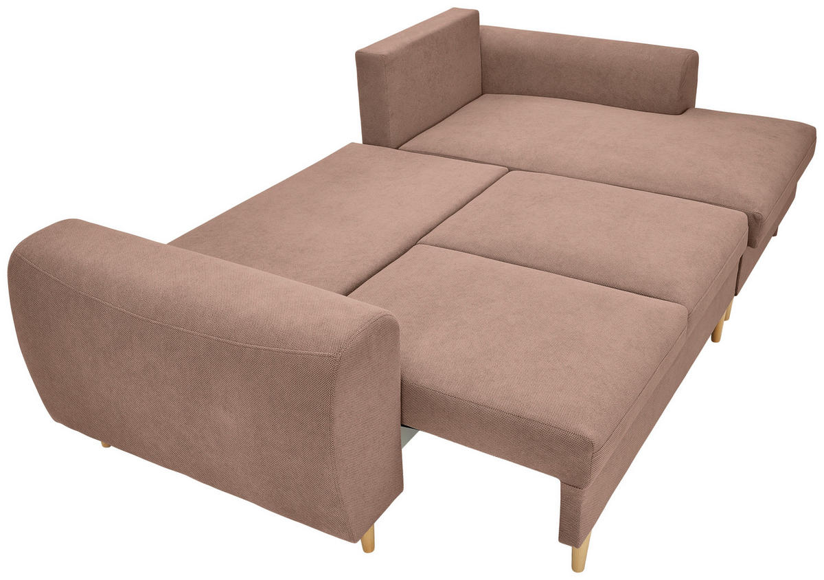 ECKSOFA Altrosa Webstoff  - Altrosa/Naturfarben, KONVENTIONELL, Holz/Textil (250/145cm) - Carryhome