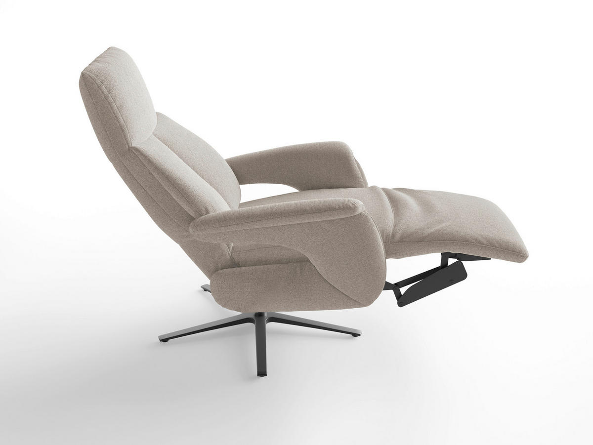 RELAXSESSEL TV LAZY E XS1 Chenille Kopfteilverstellung, Rücken echt    - Taupe/Schwarz, Basics, Textil/Metall (75/110/85cm) - Sit & More