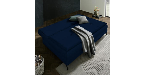 SCHLAFSOFA in Flachgewebe Dunkelblau - Schwarz/Dunkelblau, MODERN, Textil/Metall (208/73/92/102cm) - Novel