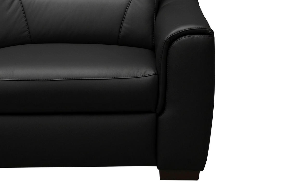 ECKSOFA Lederlook Echtleder Schwarz  - Wengefarben/Schwarz, Design, Leder/Holz (260/260cm) - Celina Home