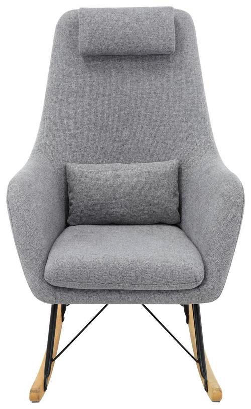 Thumbnail - Jimmylee Stillstuhl Lisa, Grau, Schwarz, Eiche, Holz, Metall, Textil, Kautschukholz, massiv, Abstraktes, Füllung: Baumwo...