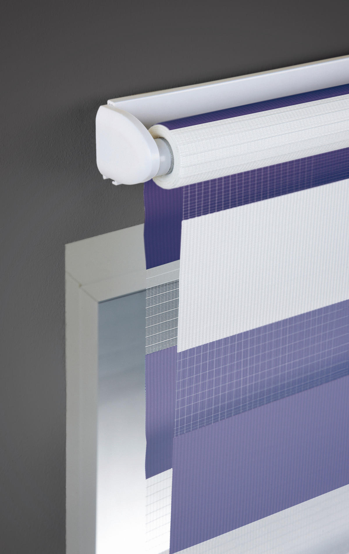 DOPPELROLLO  halbtransparent   60/160 cm   - Violett/Weiß, Basics, Textil (60/160cm)