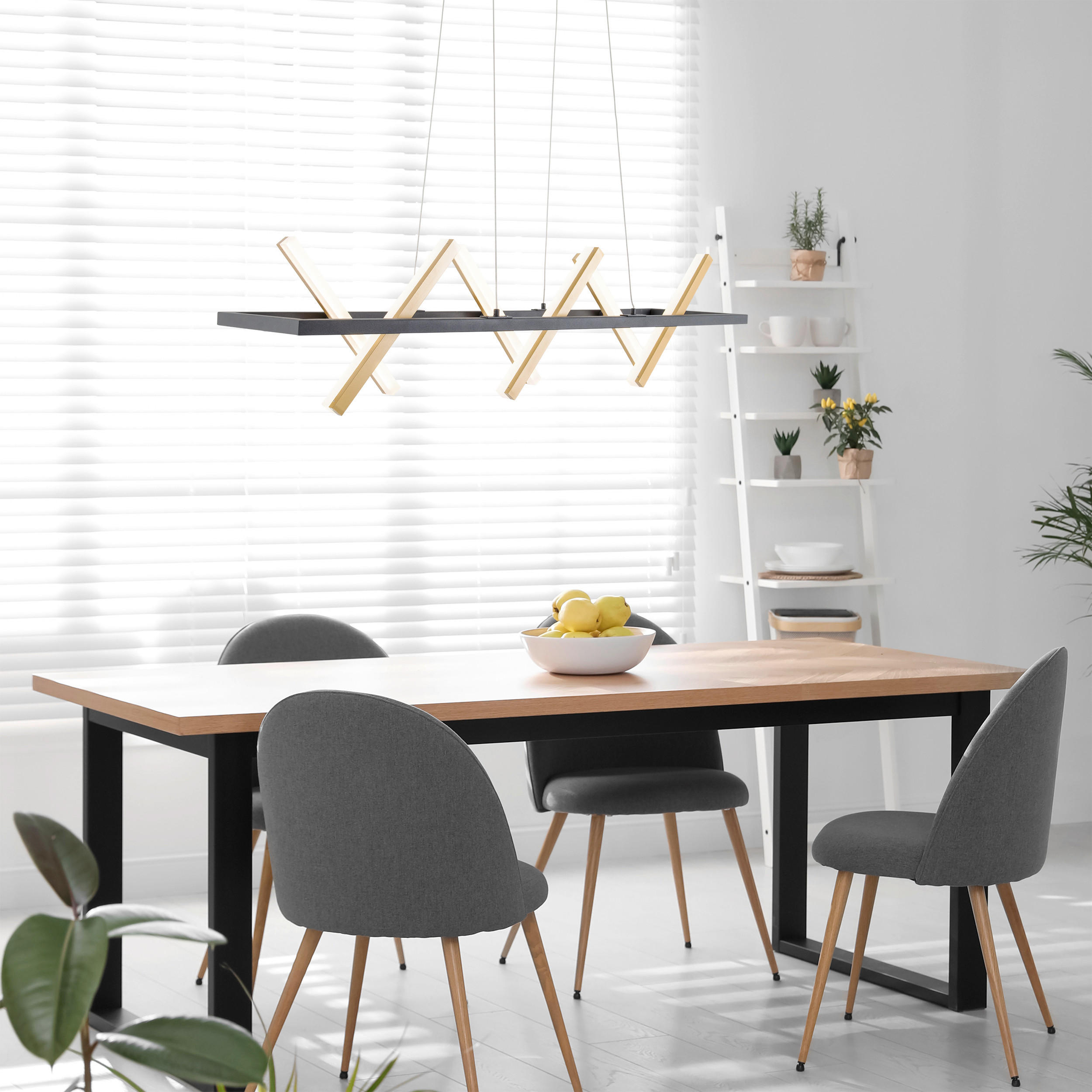 HÄNGELEUCHTE 100/54/132 cm   - Goldfarben/Schwarz, Design, Kunststoff/Metall (100/54/132cm) - Näve