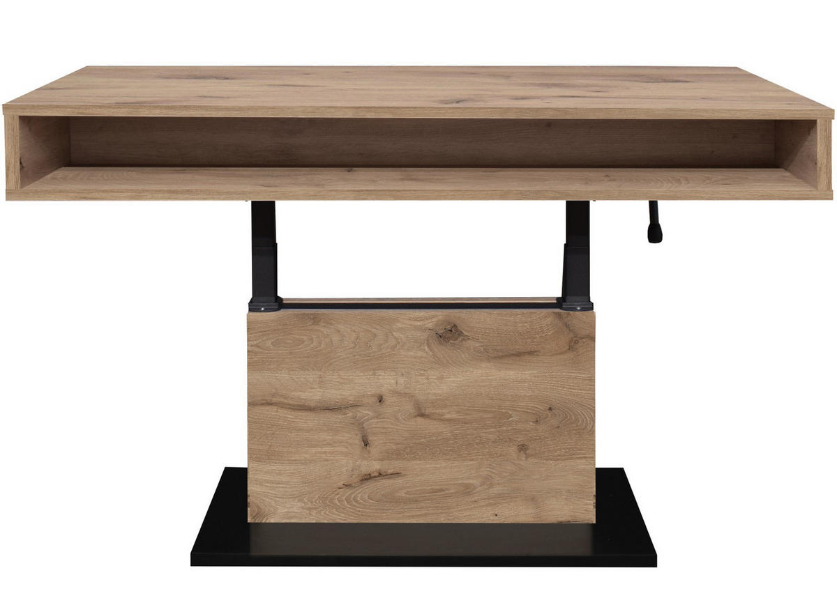 COUCHTISCH in Metall, Holzwerkstoff  - Eichefarben/Schwarz, Design, Holzwerkstoff/Metall (110/58-77/60cm) - MID.YOU
