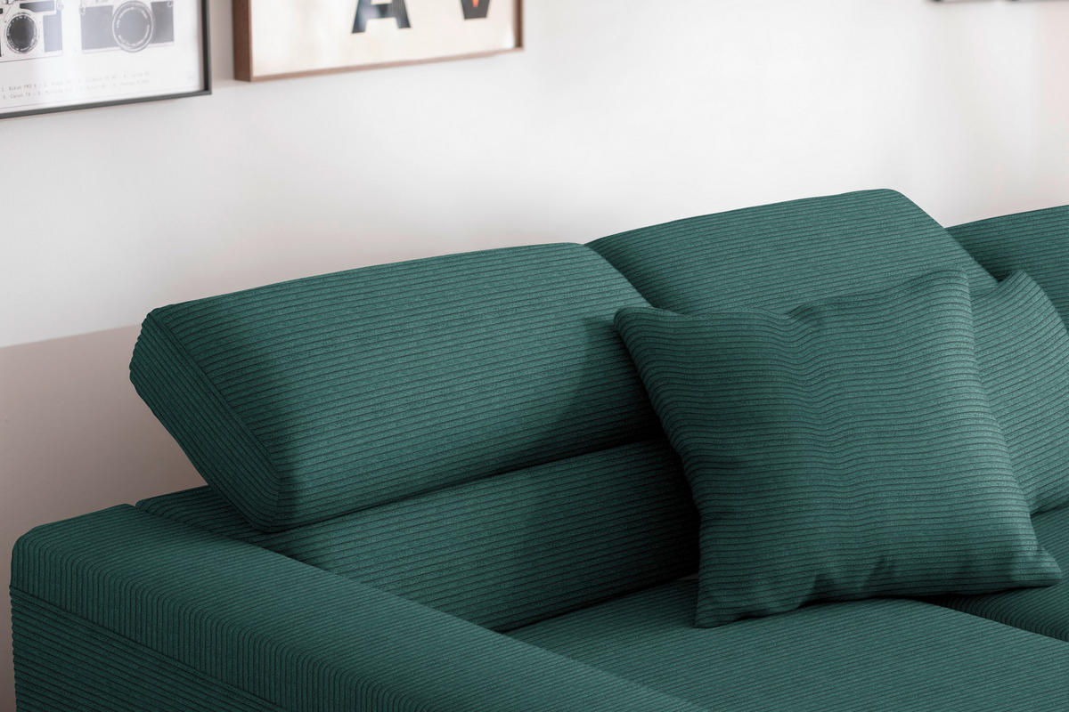 ECKSOFA Cord Waldgrün  - Waldgrün/Schwarz, Design, Textil/Metall (215-217/293cm) - Schöner Wohnen
