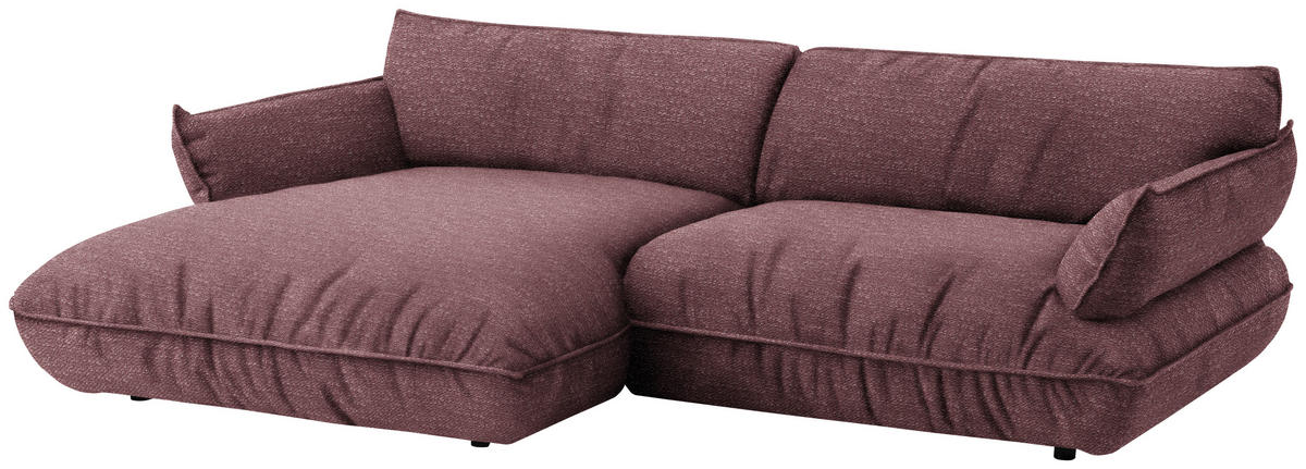 ECKSOFA  in Flachgewebe Beere  185/264 cm  - Beere/Schwarz, Design, Kunststoff/Textil (185/264cm) - Belluti