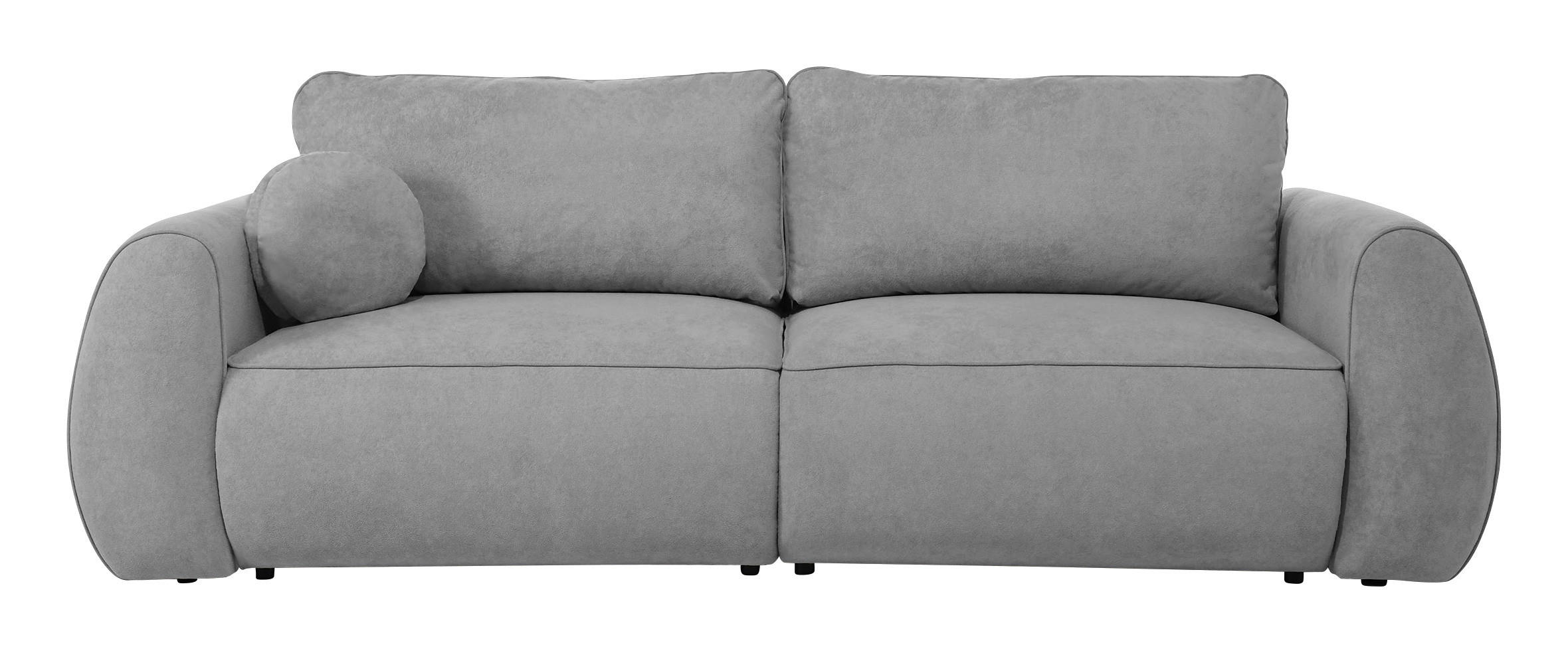 SCHLAFSOFA Chenille Grau  inkl. Zierkissen, Rückenkissen, Bettkasten, Schlaffunktion, Rücken echt, Liegefläche im Originalstoff  - Schwarz/Grau, KONVENTIONELL, Kunststoff/Textil (257/96/110cm) - Milino