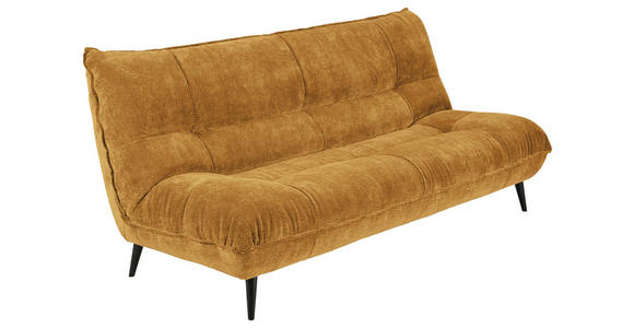 3-SITZER-SOFA in Mikrofaser Goldfarben  - Goldfarben/Schwarz, KONVENTIONELL, Textil/Metall (230/100/101cm) - Hom`in