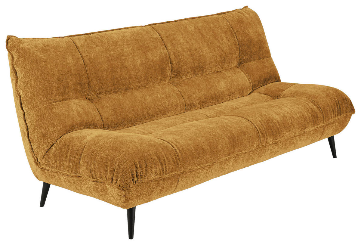 3-SITZER-SOFA in Mikrofaser Goldfarben  - Goldfarben/Schwarz, Konventionell, Textil/Metall (230/100/101cm) - MID.YOU