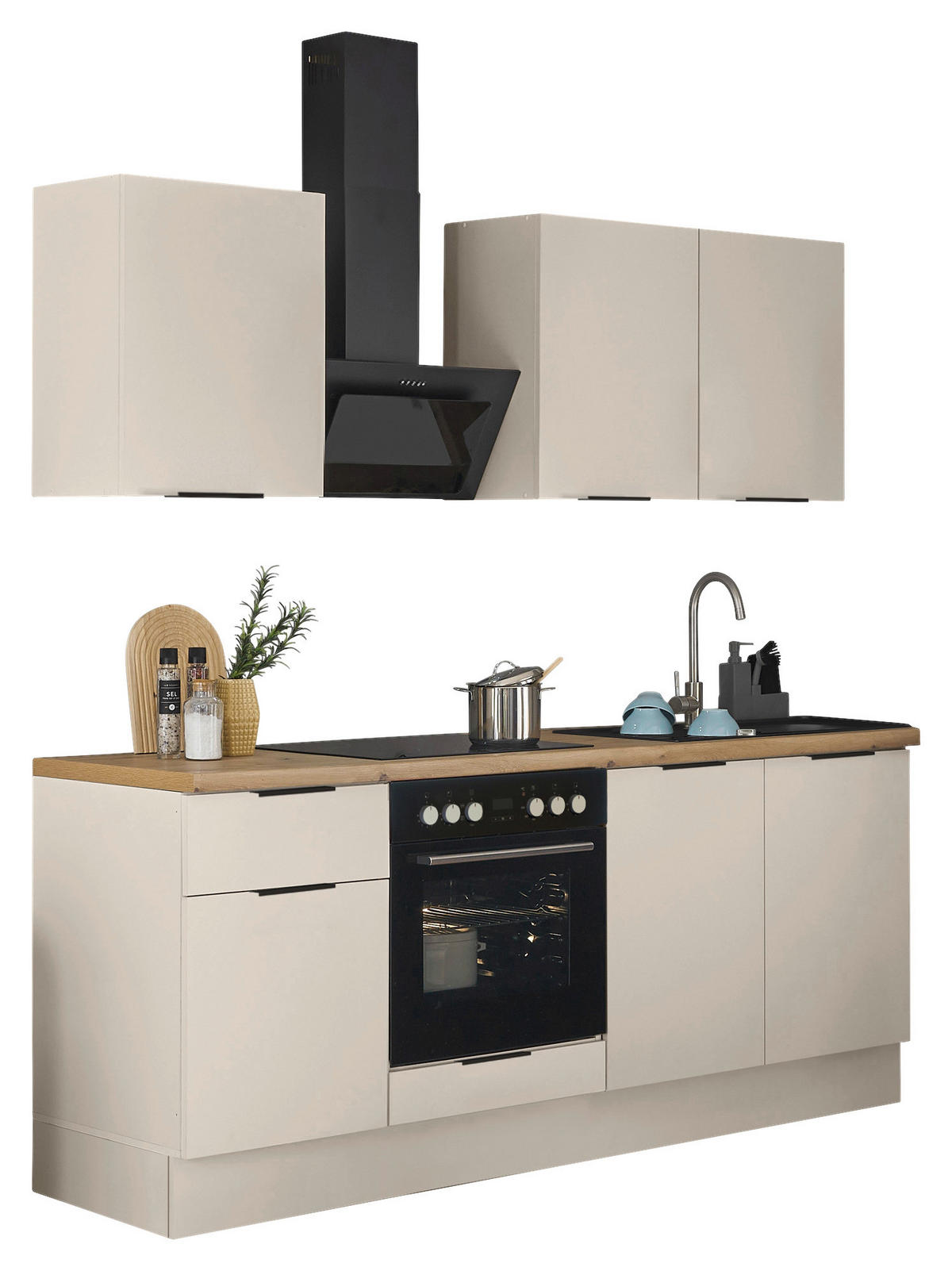 KÜCHENBLOCK   in Kaschmir  - Kaschmir/Schwarz, Basics, Holzwerkstoff/Metall (210/211/60cm) - Carryhome