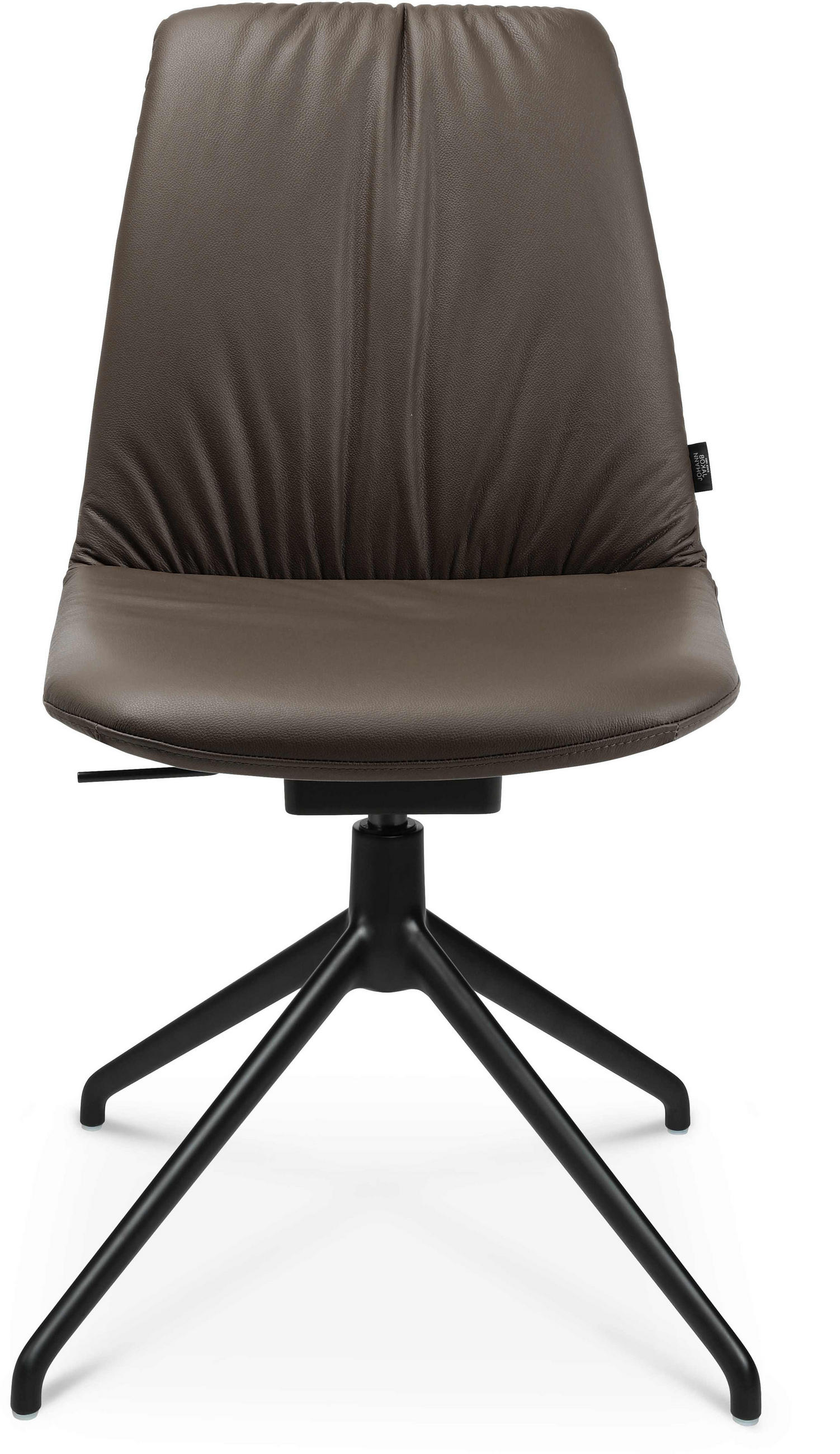 STUHL Echtleder Braun, Schwarz  - Schwarz/Braun, Design, Leder/Metall (46/81,5-84,5/55cm) - Johann Jakob