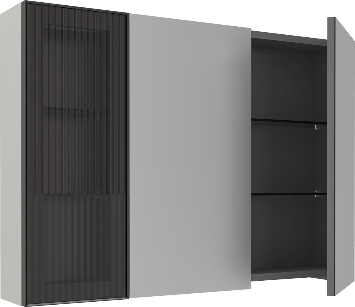 BADEZIMMER 3-teilig  in  - Weiß Hochglanz/Beige, MODERN, Glas/Keramik (100/114/45cm) - MID.YOU