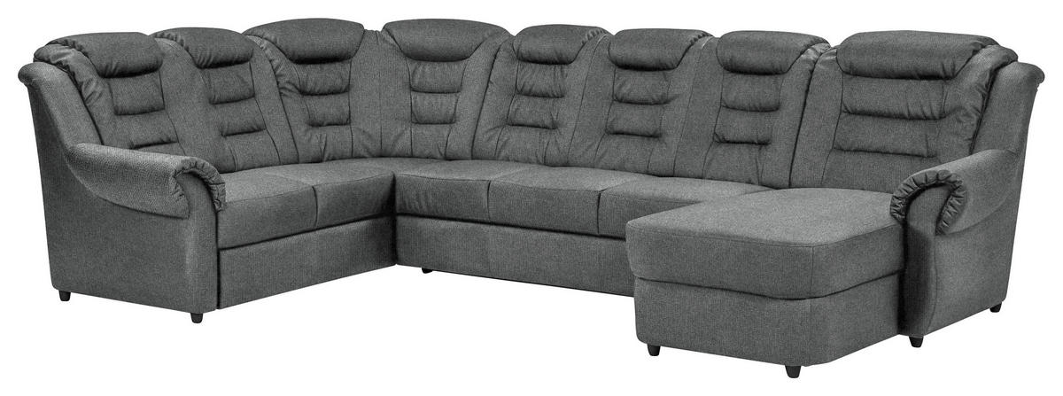 WOHNLANDSCHAFT Dunkelgrau Chenille  - Dunkelgrau/Schwarz, KONVENTIONELL, Kunststoff/Textil (216/333/165cm) - Livetastic