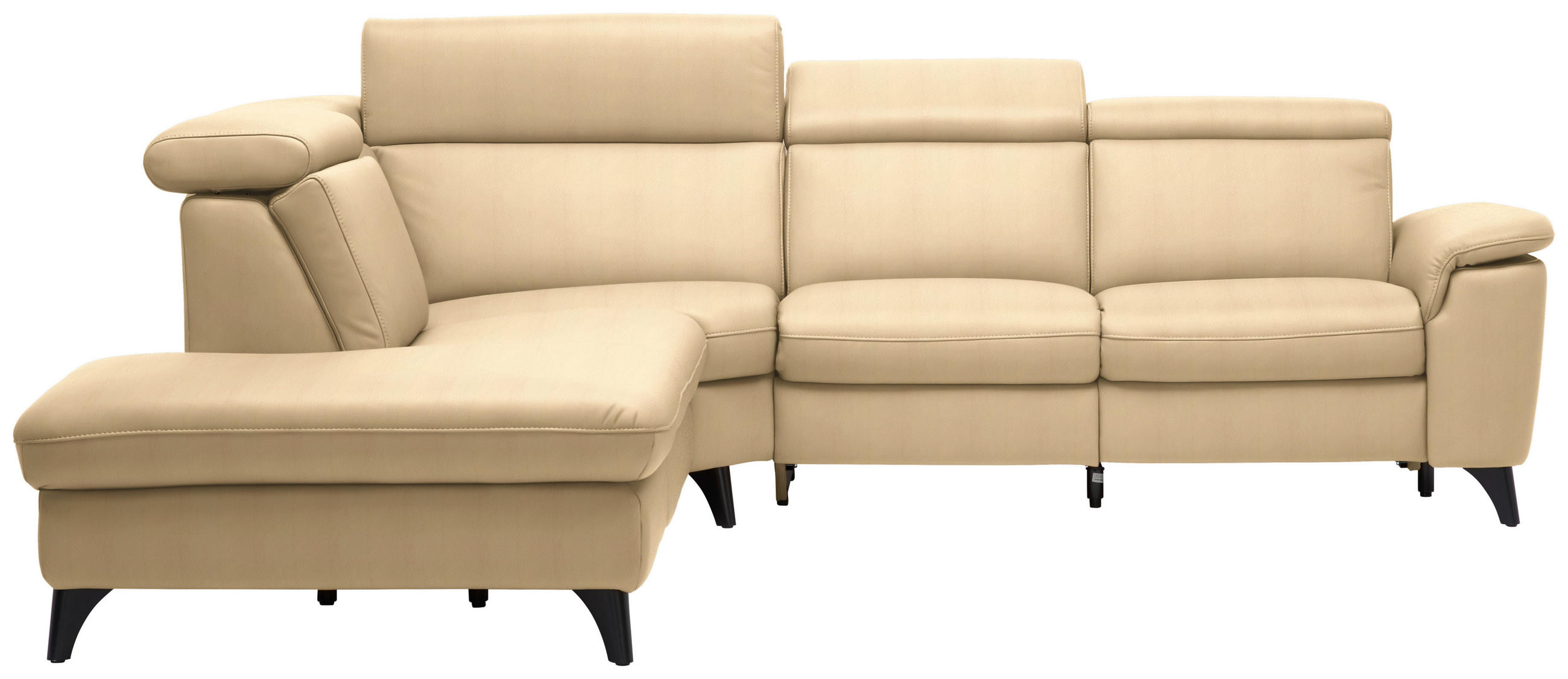 ECKSOFA in Echtleder Beige  - Beige/Schwarz, Design, Leder/Metall (239/285cm) - Cantus
