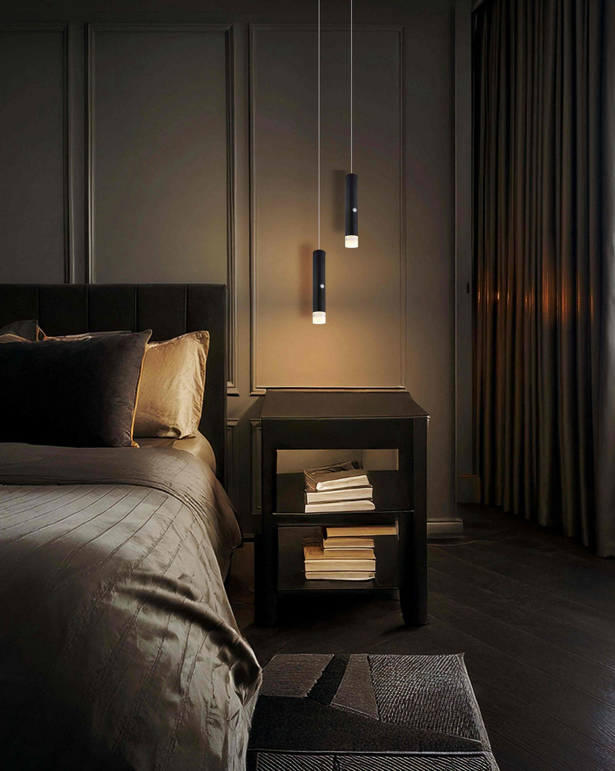 LED-HÄNGELEUCHTE PELO 38/120 cm   - Klar/Schwarz, Design, Kunststoff/Metall (38/120cm) - Globo