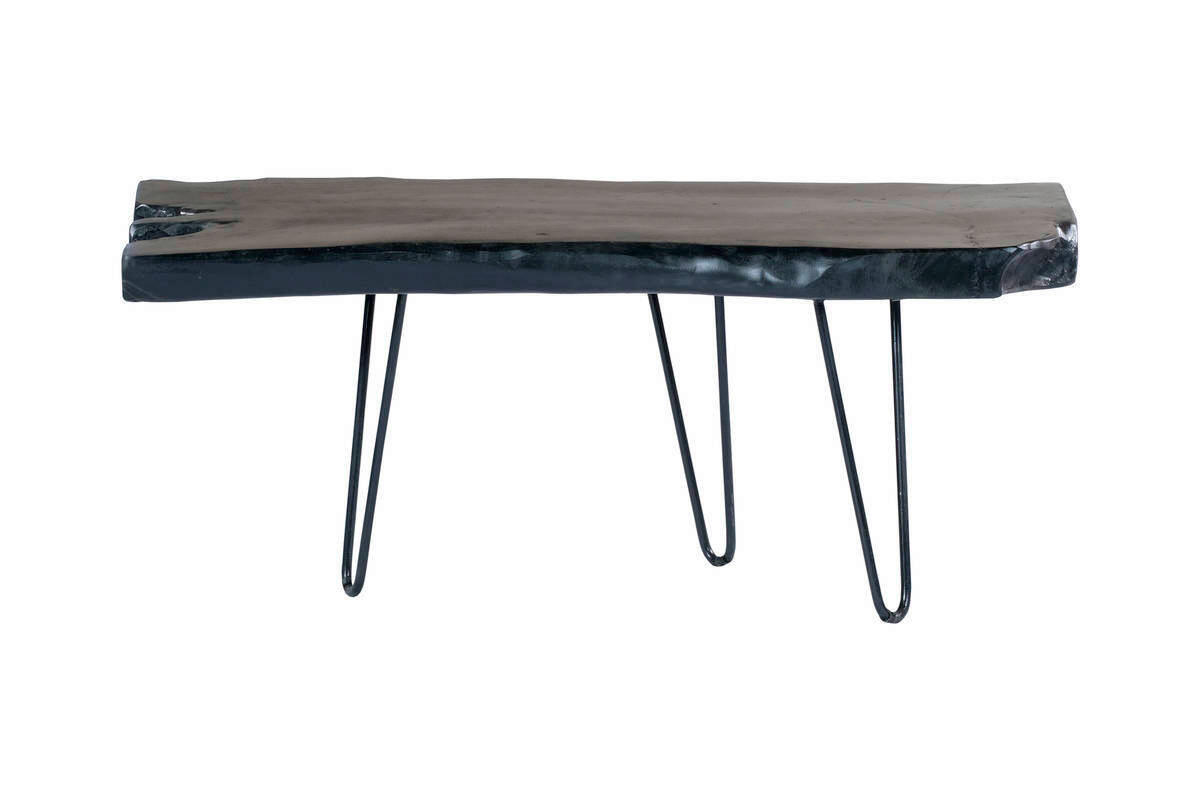 BEISTELLTISCH 100/40/25-40 cm Teakholz Schwarz rechteckig  - Schwarz, Design, Holz/Metall (100/40/25-40cm) - Kayoom