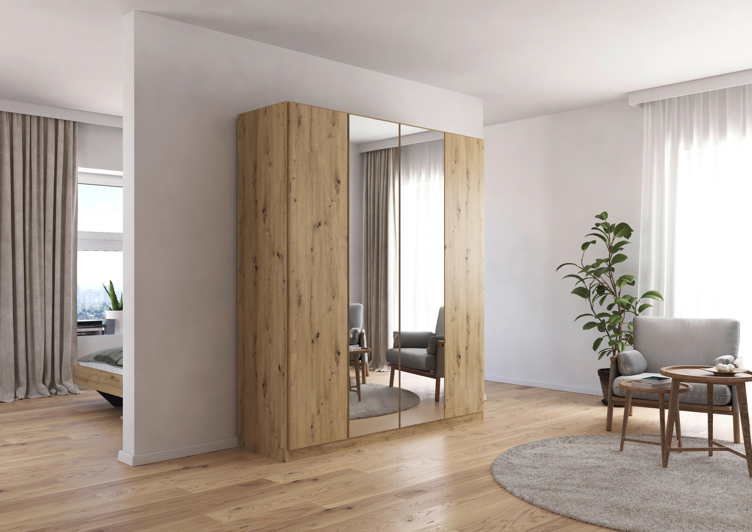 FALTTÜRENSCHRANK in Eiche Artisan  - Eiche Artisan, Holzwerkstoff (181/210/54cm) - Boxxx