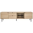 LOWBOARD  200/58/40 cm  - Eichefarben/Schwarz, KONVENTIONELL, Glas/Holzwerkstoff (200/58/40cm) - Xora