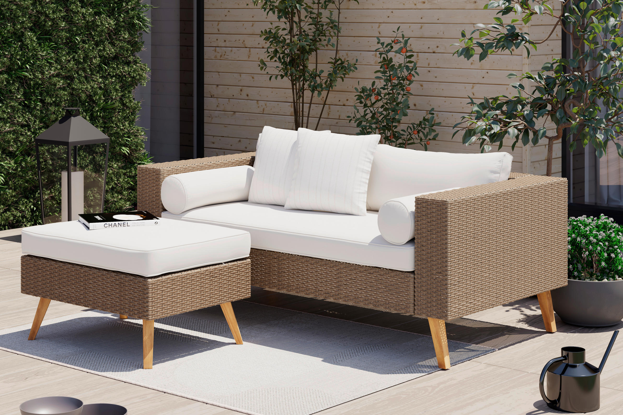 GARTENSET  - Beige, Natur, Textil/Metall (165,5/64/86cm) - Ambia Garden