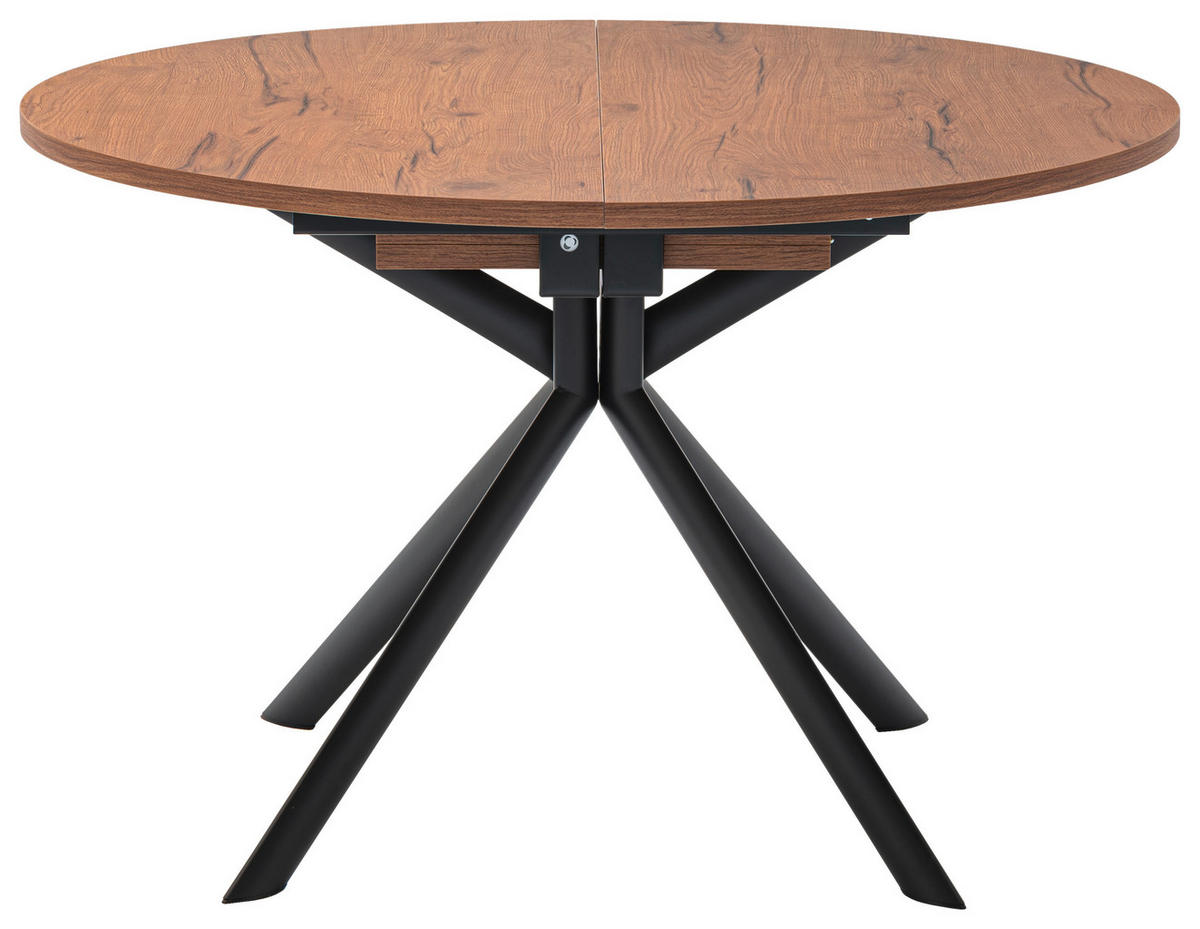 ESSTISCH in Metall, Holzwerkstoff 120-165/120/75 cm  - Eichefarben/Schwarz, Design, Holzwerkstoff/Metall (120-165/120/75cm) - Connubia 