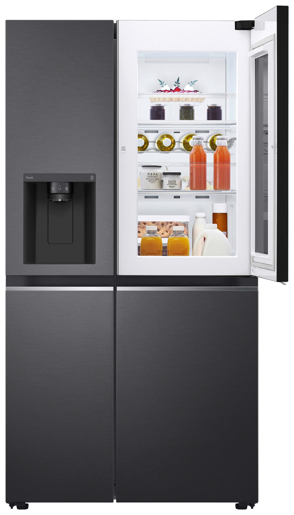 SIDE-BY-SIDE 91,3/179/73,5 cm GSXV91MCLE  - Anthrazit/Schwarz, Trend, Glas/Kunststoff (91,3/179/73,5cm) - LG